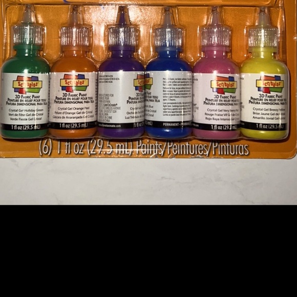 3D Fabric Paint 🎨 set of 6 one fluid ounce paints 29.5 mL (1 fl oz) each color​ - Picture 2 of 5